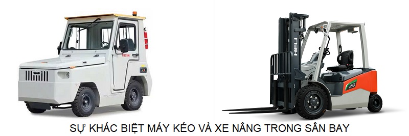 Sự khác biệt giữa máy kéo và xe nâng trong sân bay